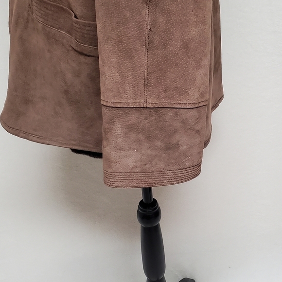 VINTAGE Hamilton Manor Reversible Suede Leather Sherpa Hooded Oversized Jacket - Picture 9 of 16